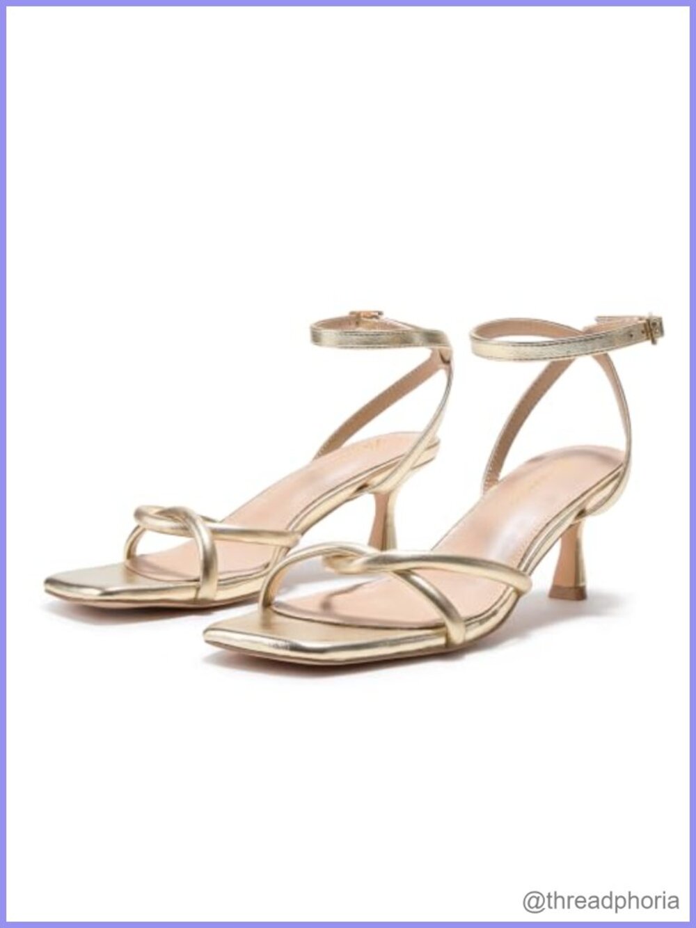 Women's Strappy Kitten Heel Sandals Square Open Toe Ankle Strap 2.3 Inch Low